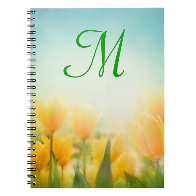 Sun Kissed Yellow Tulip Monogram Initial Note Book (Front)