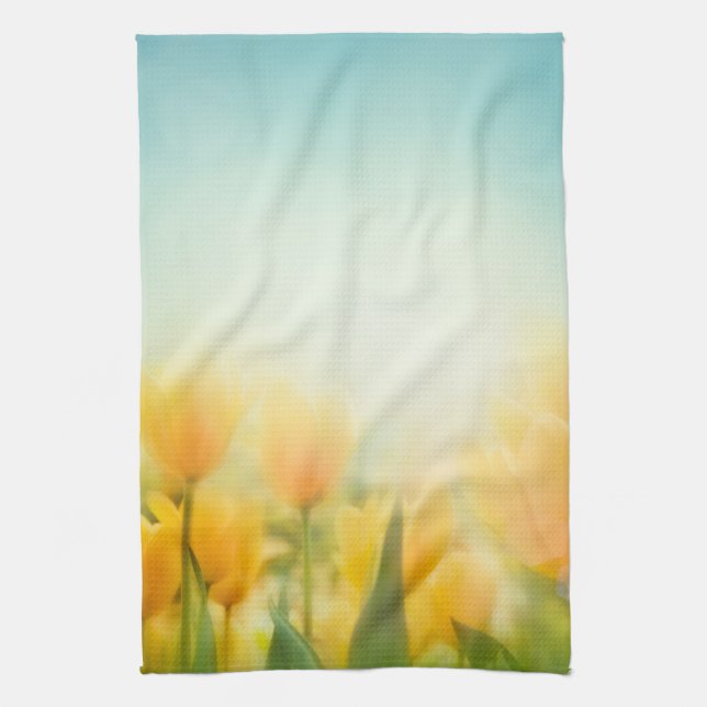 Sun Kissed Yellow Tulips Kitchen Dish Towel (Vertical)