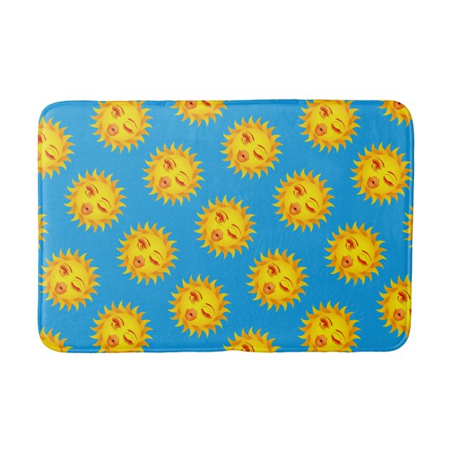 Sun Kisses Emoji, Sun Print Bath Mat (Front)