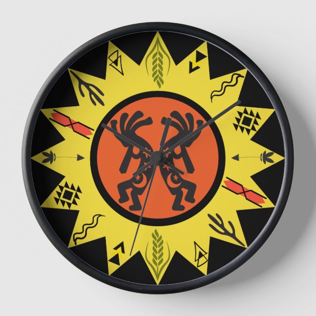 Sun Kokopelli  Arizona Native American Clock (Front)
