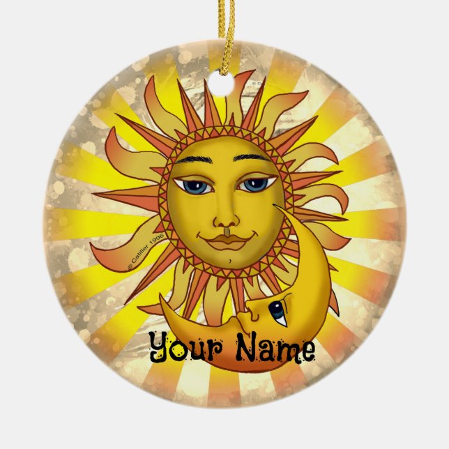 Sun Loves Moon  Ceramic Ornament (Front)
