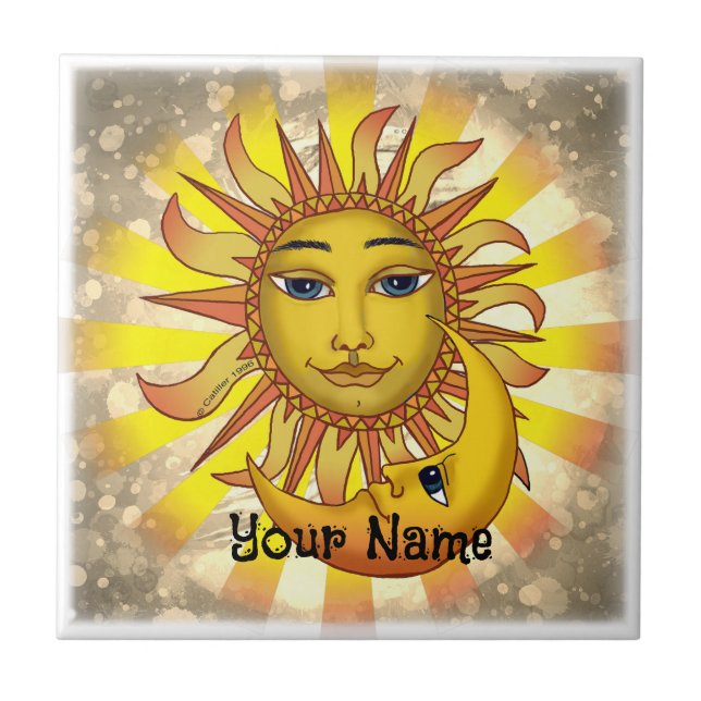 Sun Loves Moon  Ceramic Tile (Front)