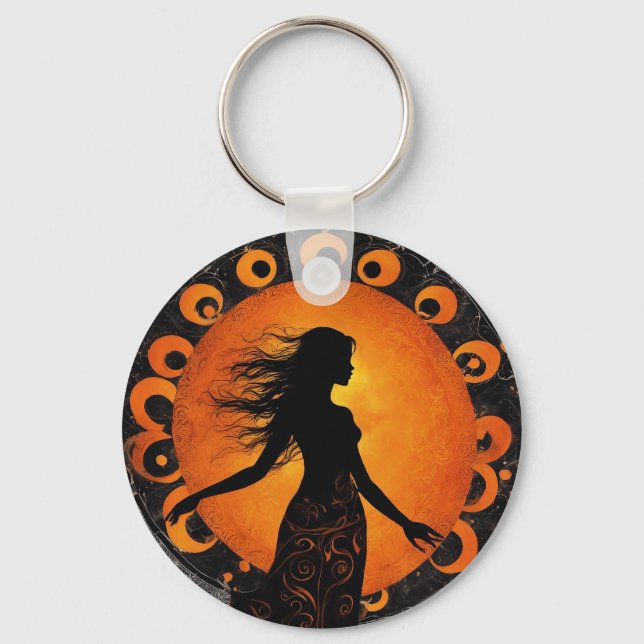 Sun Maiden Total Solar Eclipse Add Text Event Key Ring (Front)