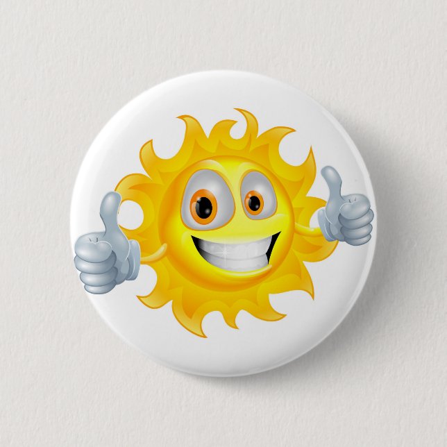 Sun man cartoon character 6 cm round badge (Front)