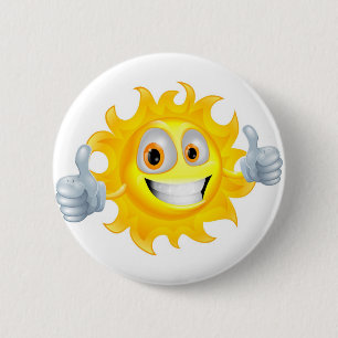 Sun man cartoon character 6 cm round badge