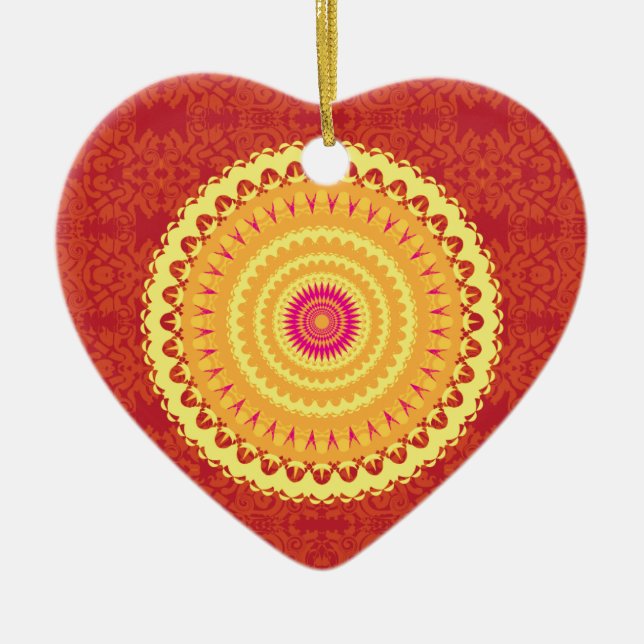 Sun Mandala Ceramic Ornament (Front)