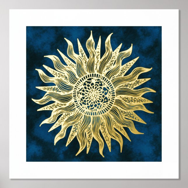 Sun Mandala Gold Foil Art Print (Front)