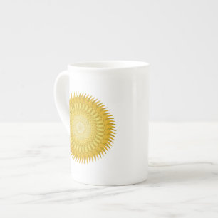 Sun Mandala in Yellow Bone China Mug