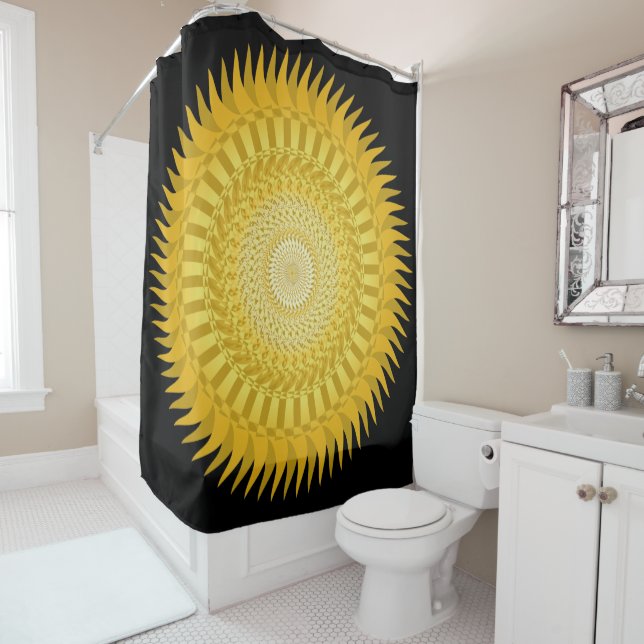 Sun Mandala in Yellow Shower Curtain (In Situ)