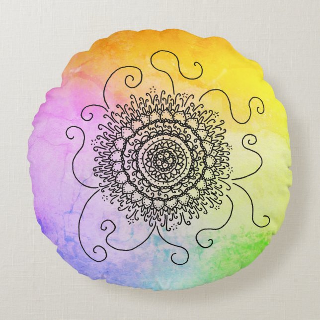 Sun Mandala Round Cushion (Front)