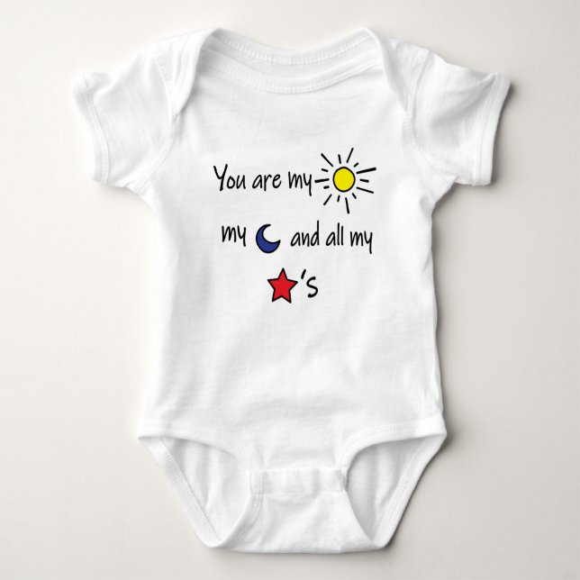 Sun Moon and Stars Baby Bodysuit (Front)