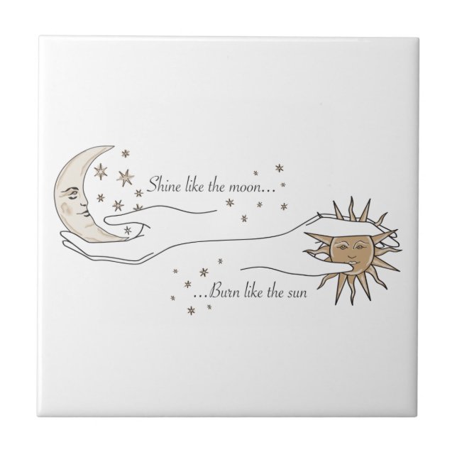 Sun, Moon and Stars Ceramic Tile (Front)