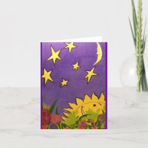 Sun Moon and Stars Colour Folded Greeting Card