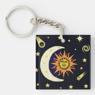 Sun Moon and Stars  Key Ring