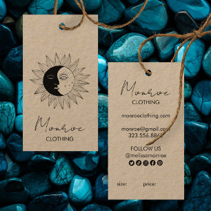 Sun Moon Boho Line Art KRAFT Social HANG TAGS