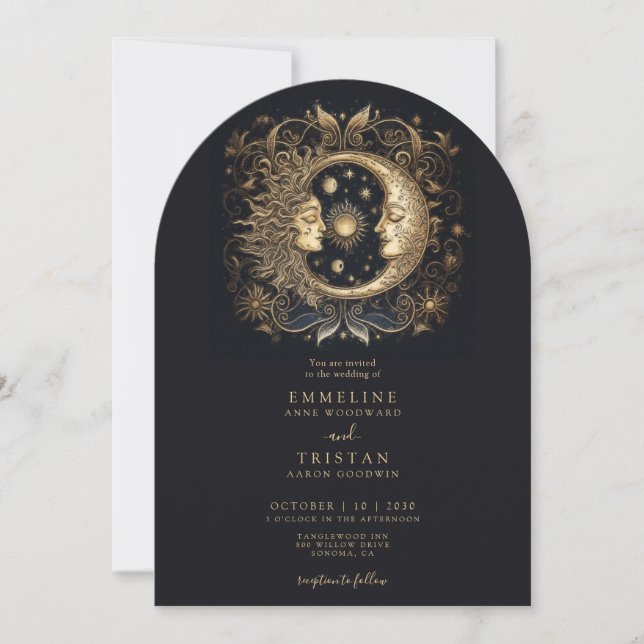 Sun Moon Celestial Wedding Invitation (Front)