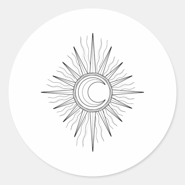 Sun moon classic round sticker (Front)