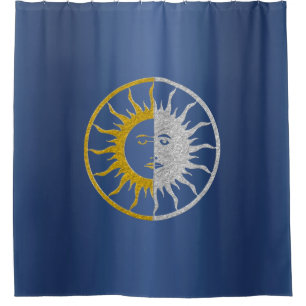Sun & Moon - gold silver + your backgr. & ideas Shower Curtain