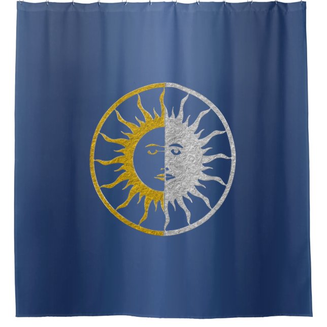Sun & Moon - gold silver + your backgr. & ideas Shower Curtain (Front)