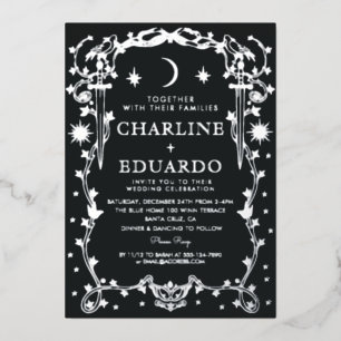 Sun &Moon Golden Ivy Ornament  Wedding  Invitation