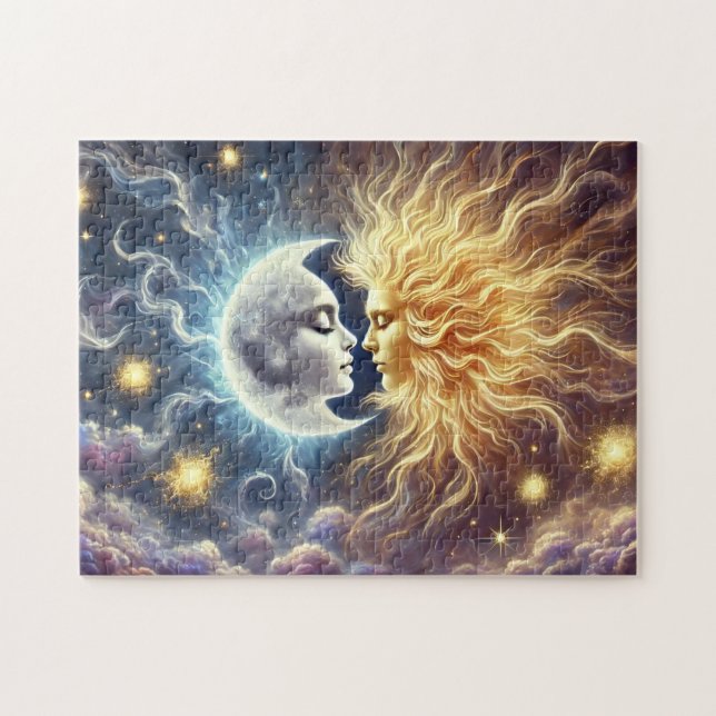 Sun & Moon Lovers Celestial Soulmates Art Jigsaw Puzzle (Horizontal)