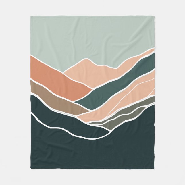 Sun & Moon Mountains Fleece Blanket (Front)
