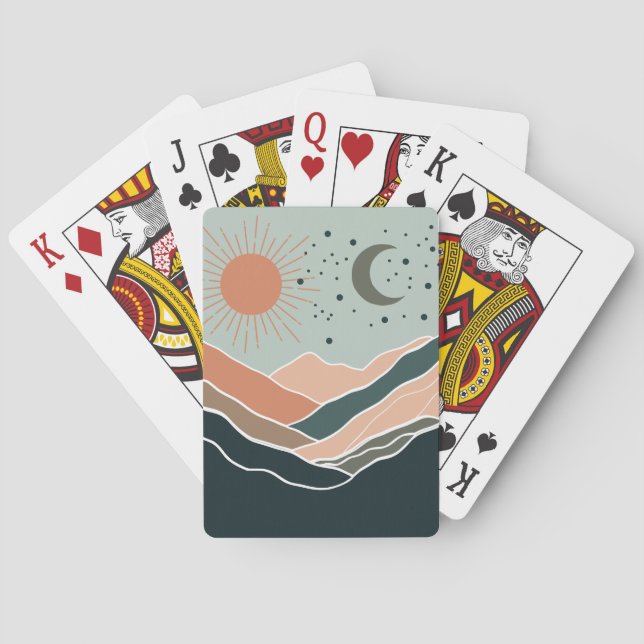 Sun & Moon Mountains Playing Cards (Back)