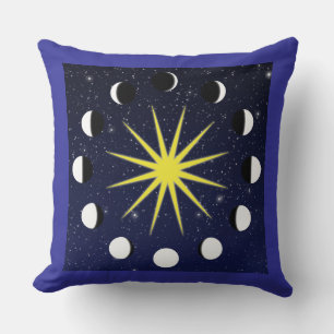 Sun, Moon Phases & Stars Cushion