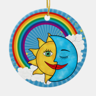 Sun Moon Rainbow Stars Ceramic Tree Decoration