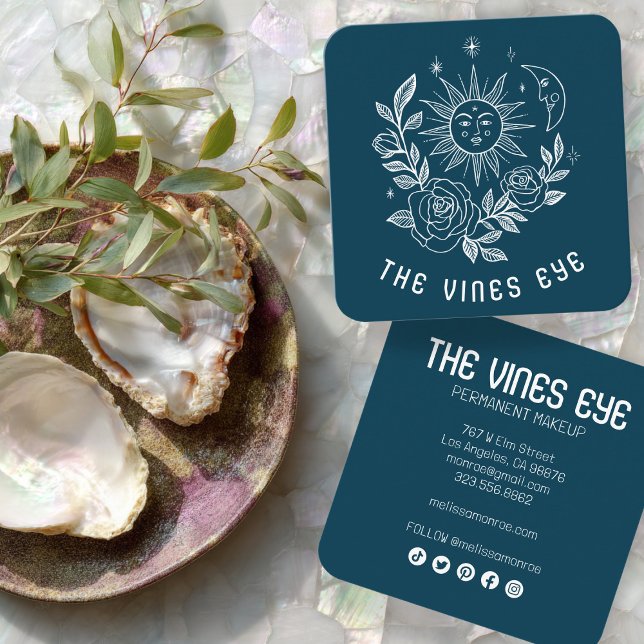 Sun Moon & Roses Magical Boho CUSTOM Social Media Square Business Card (Sun Moon & Roses Magical Boho CUSTOM Social Media Square Business Card
)