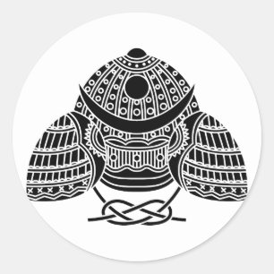 Sun moon Samurai helmet Classic Round Sticker