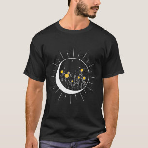 Sun Moon Solar Eclipse Flower Planets Funny Space  T-Shirt