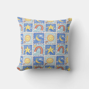 Sun, Moon, Star and Rainbow Cushion