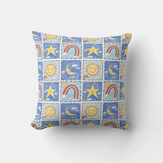Sun, Moon, Star and Rainbow Cushion (Front)