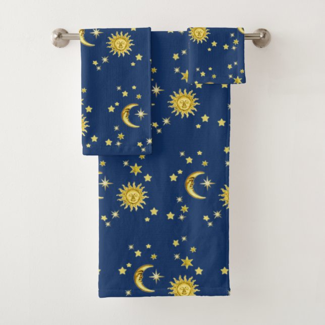 Sun, Moon & Stars Bath Towel Set (Insitu)