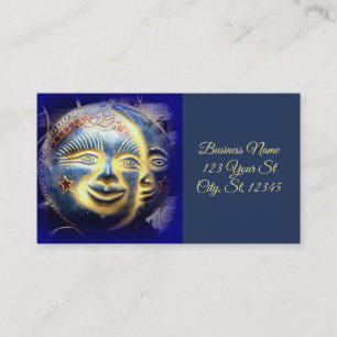 sun moon stars blue business card