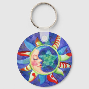 SUN, MOON & STARS by SHARON SHARPE Key Ring