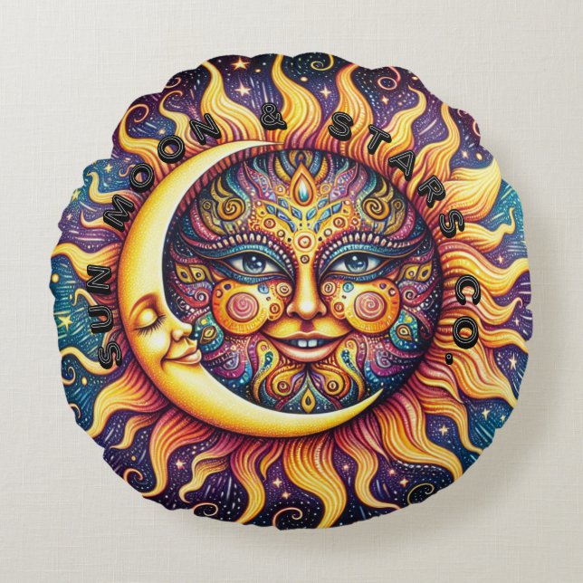 Sun, Moon & Stars Co. Round Cushion (Front)