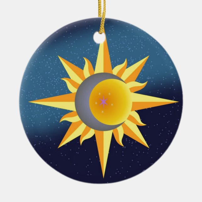 SUN MOON STARS FUSION ABSTRACT CERAMIC ORNAMENT (Front)