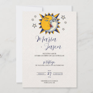 Sun Moon Stars Mystical Celestial Spanish Wedding Invitation
