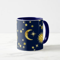 Sun, Moon & Stars on Dark Blue