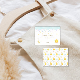 Sun Moon Stars Raindrop Diaper Raffle Baby Shower Enclosure Card