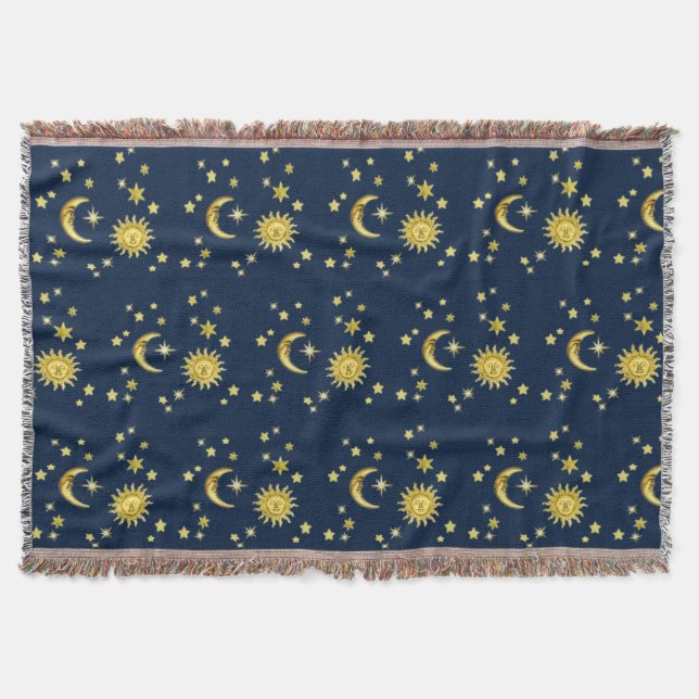 Sun, Moon & Stars Throw Blanket (Front)