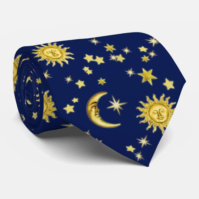 Sun, Moon & Stars Tie (Rolled)