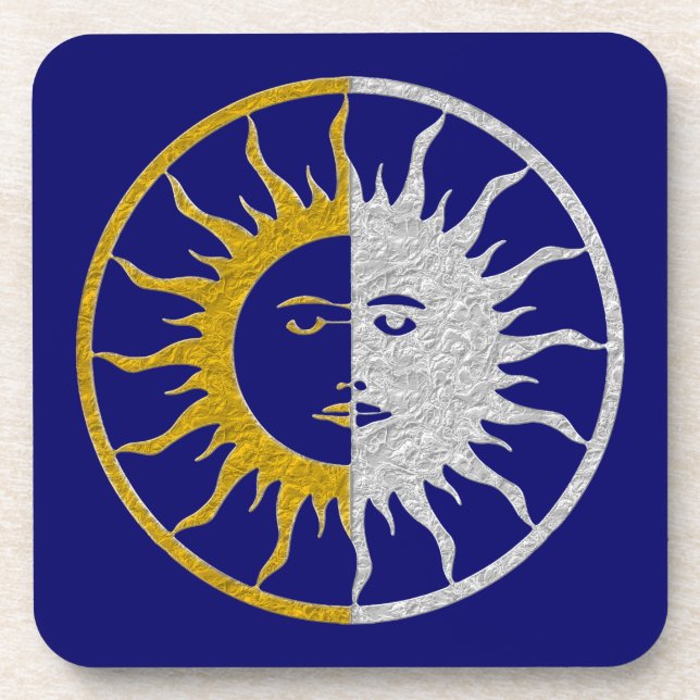 SUN & MOON Symbol - gold silver Coaster (Front)