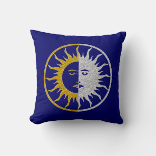 SUN & MOON Symbol - gold silver Cushion