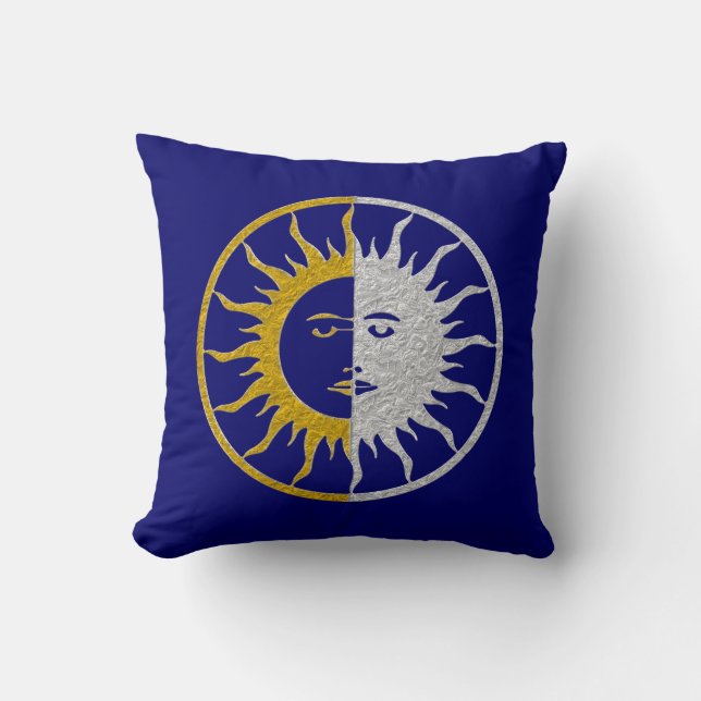 SUN & MOON Symbol - gold silver Cushion (Front)