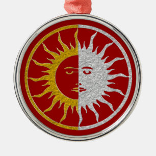 SUN & MOON Symbol - gold silver Metal Tree Decoration