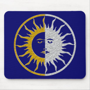 SUN & MOON Symbol - gold silver Mouse Pad