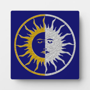 SUN & MOON Symbol - gold silver Plaque
